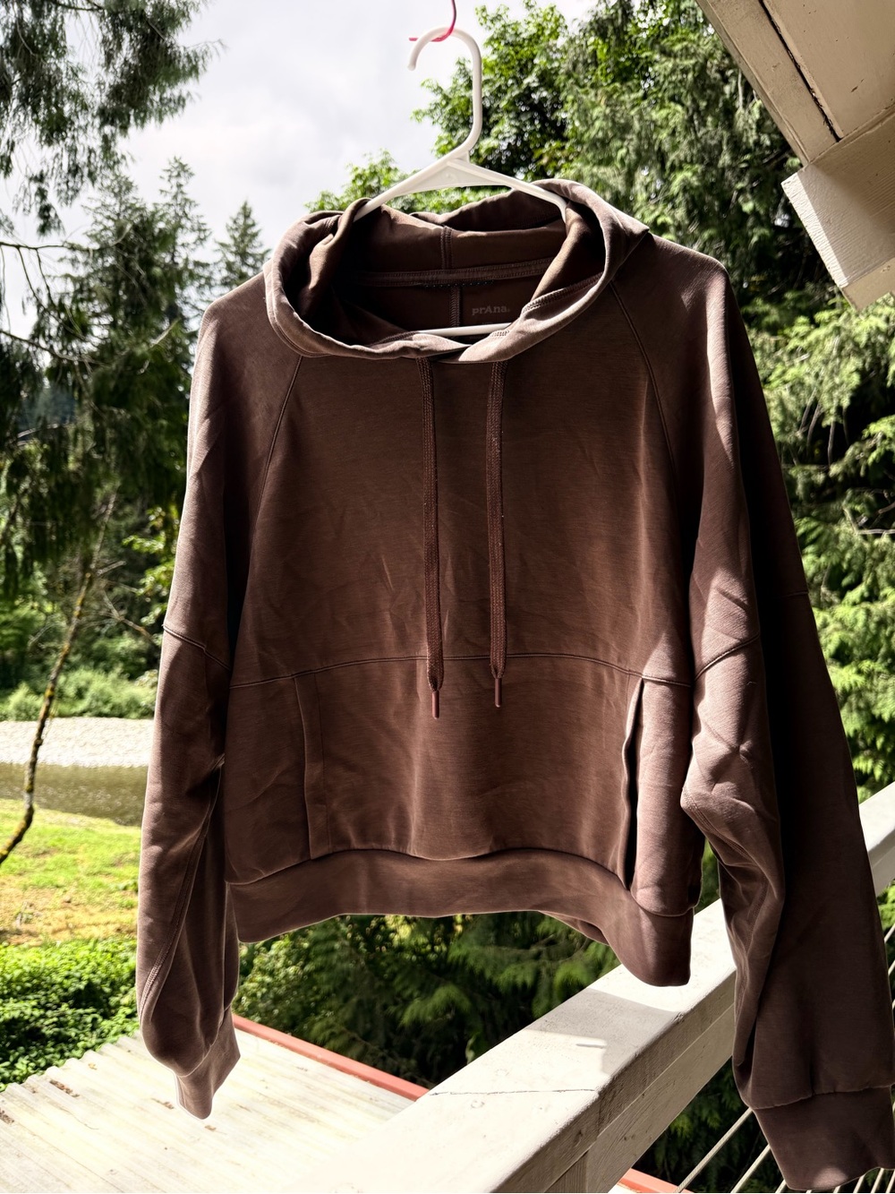 Prana Chocolate Brown Cowl Hoodie Sweater